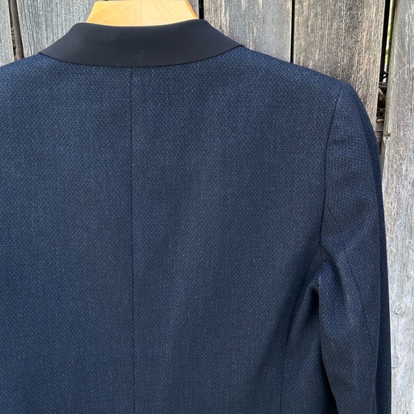 Elie Tahari Single Button Tweed Blazer Viscose Polyester Navy Blue 6 - Picture 11 of 15